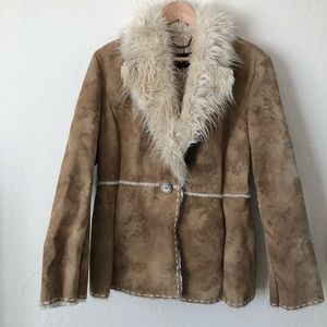 Vintage Guess leather and faux fur jacket